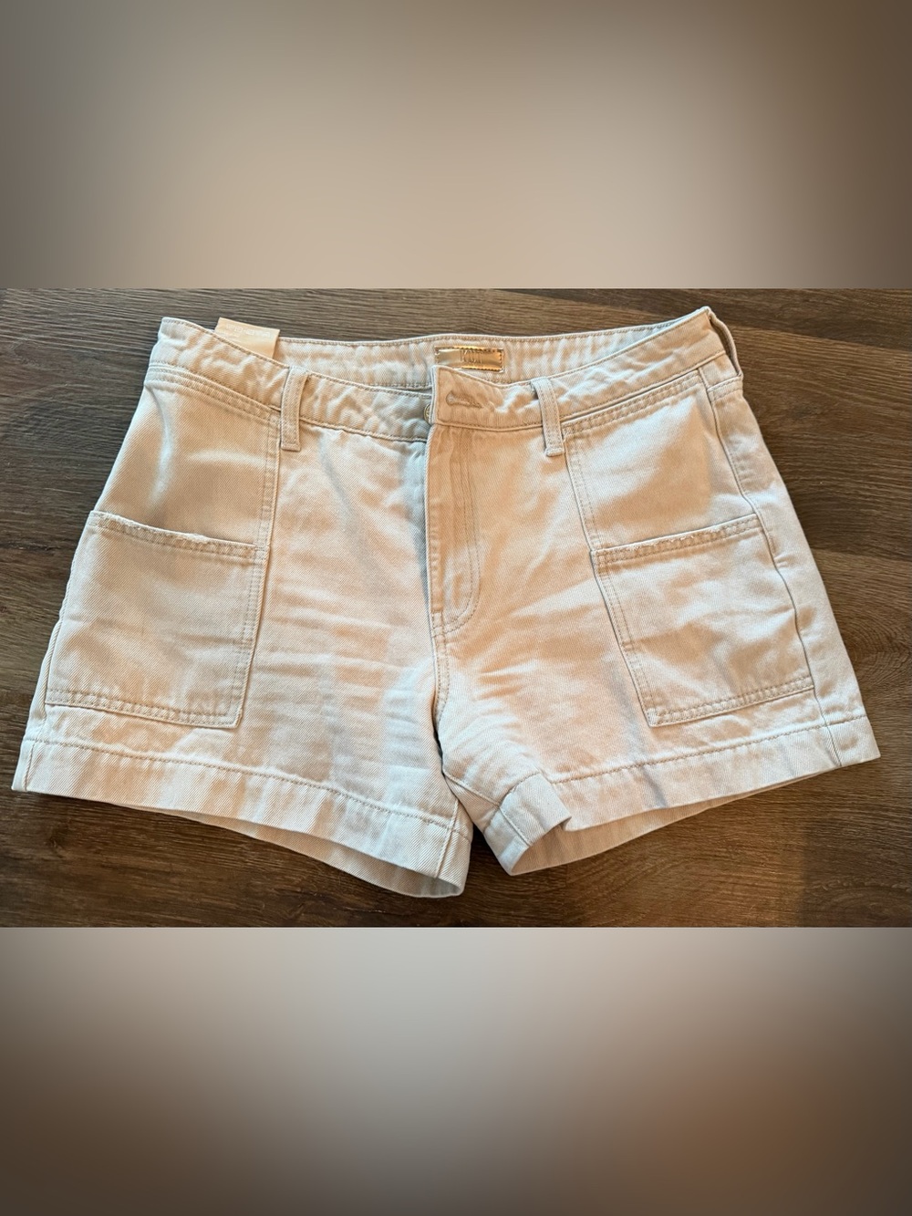 Kut from the Kloth Light Beige Utility Jean Shorts